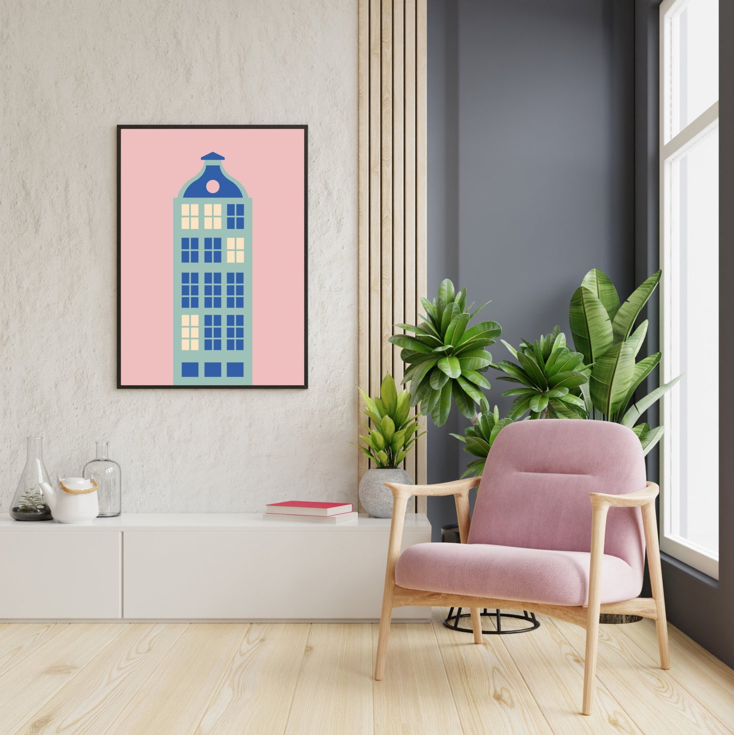 Poster Haus Mint/Blau/Rosa - Dreamy Dutch Collection