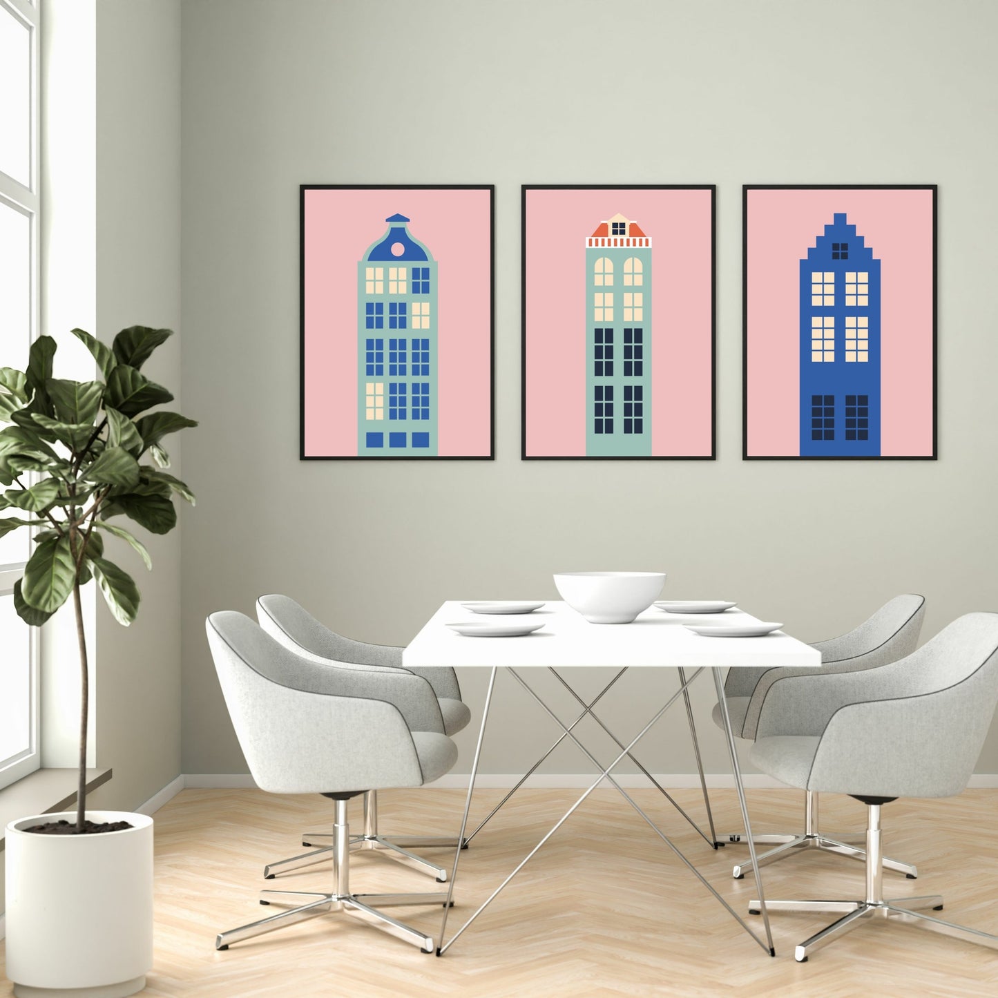 Poster Haus Mint/Blau/Rosa - Dreamy Dutch Collection