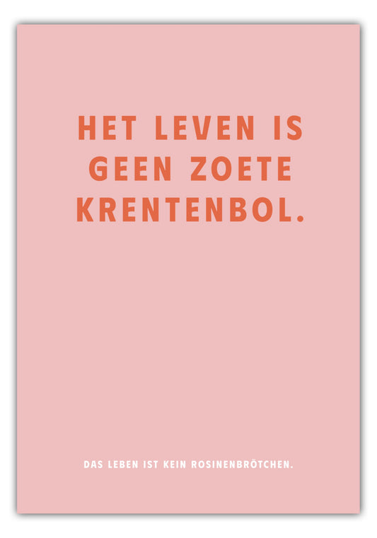 Poster Het Leven Is Geen Zoete Krentenbol. - Dreamy Dutch Collection
