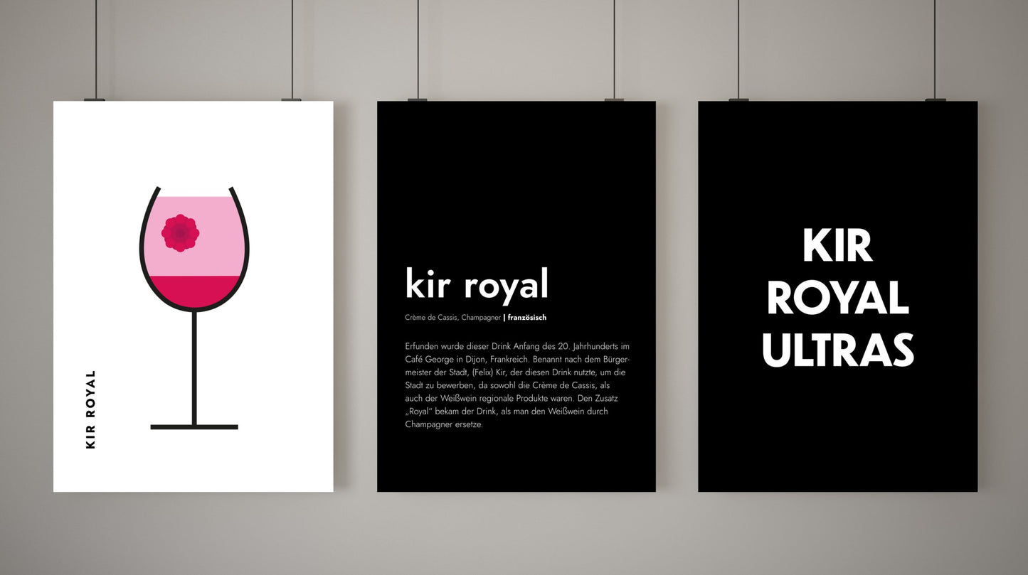 Poster Kir Royal im Glas (Bauhaus-Style)