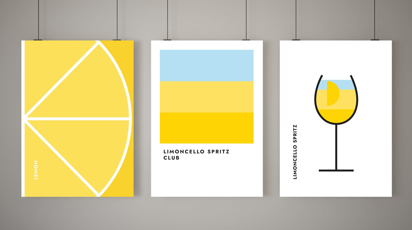 Poster Limoncello Spritz im Glas (Bauhaus-Style)