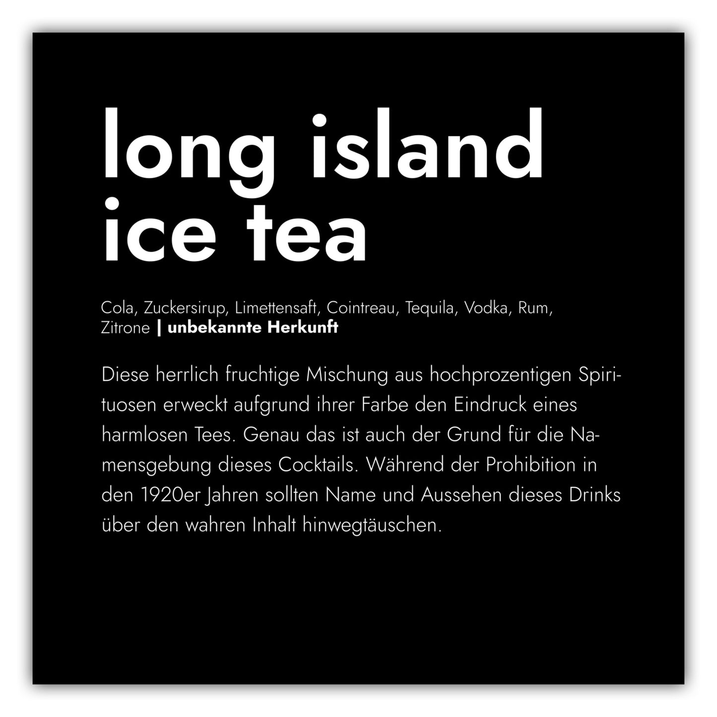 Poster Long Island Ice Tea - Definition