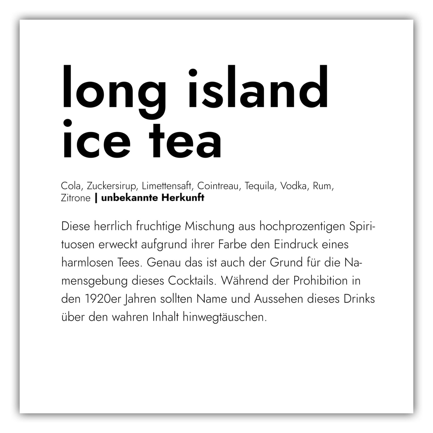Poster Long Island Ice Tea - Definition