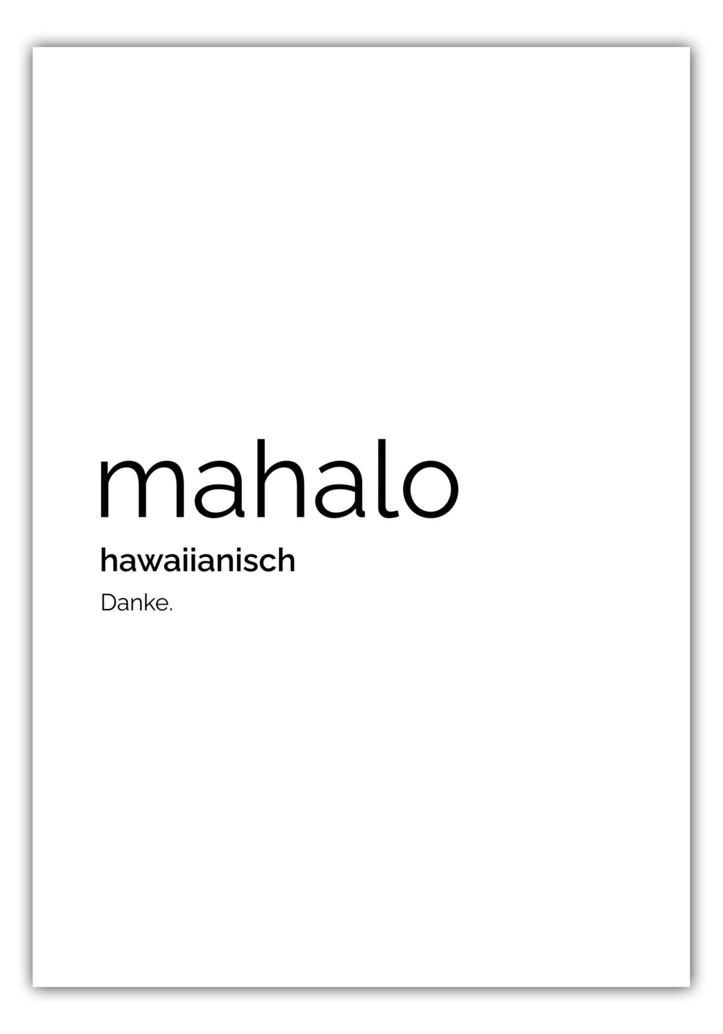 Poster Mahalo (Hawaiianisch: Danke)
