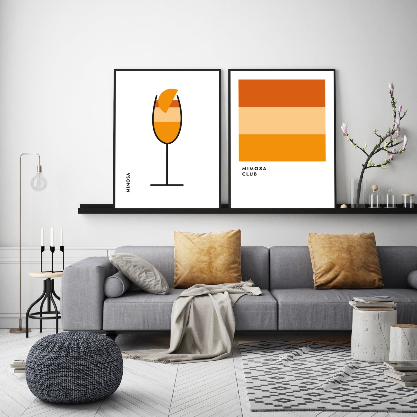 Poster Mimosa im Glas (Bauhaus-Style)