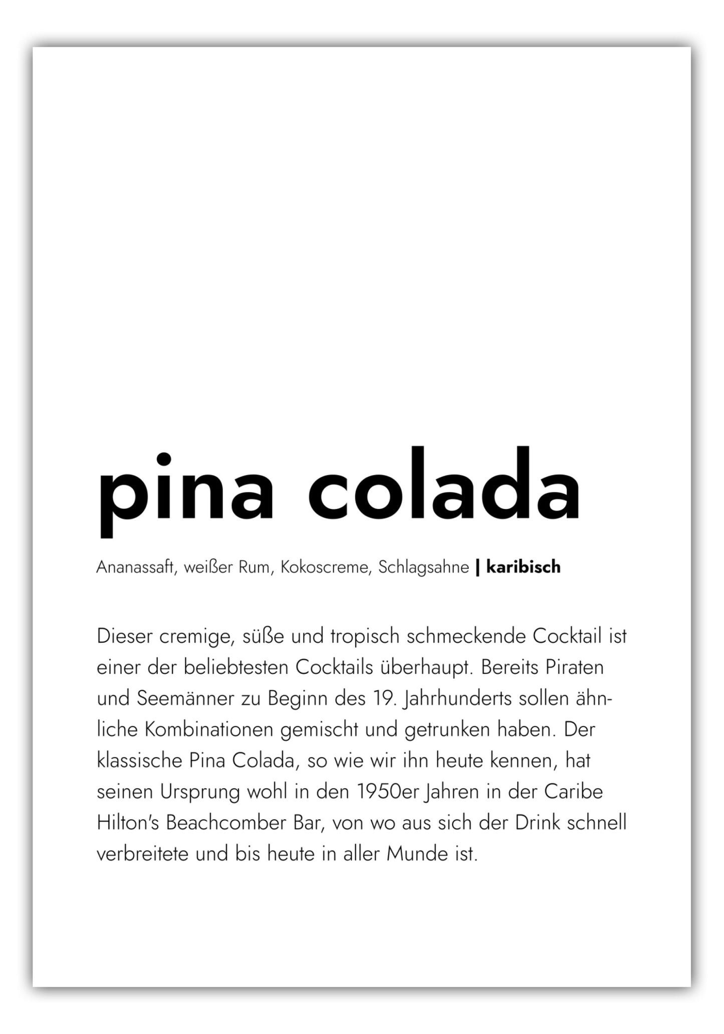 Poster Pina Colada - Definition