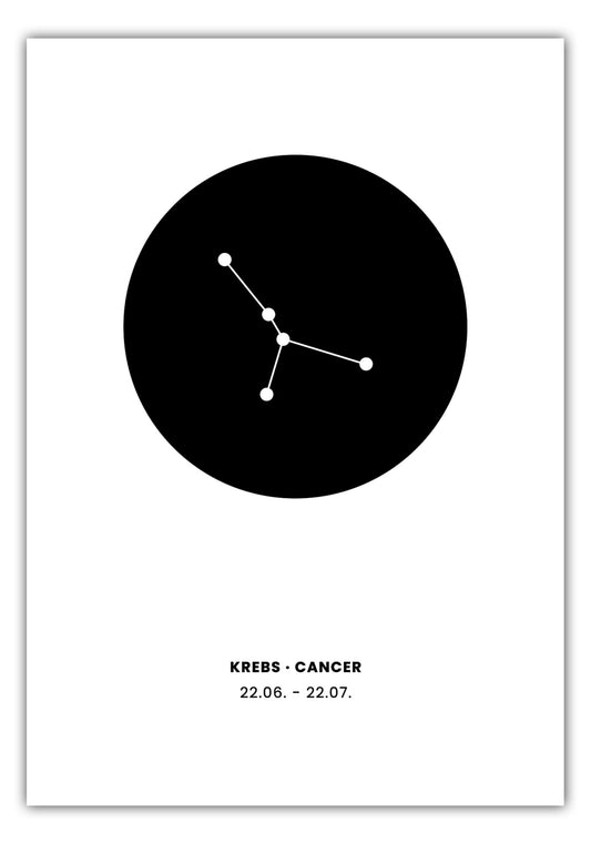 Poster Sternzeichen Krebs - Konstellation Rund