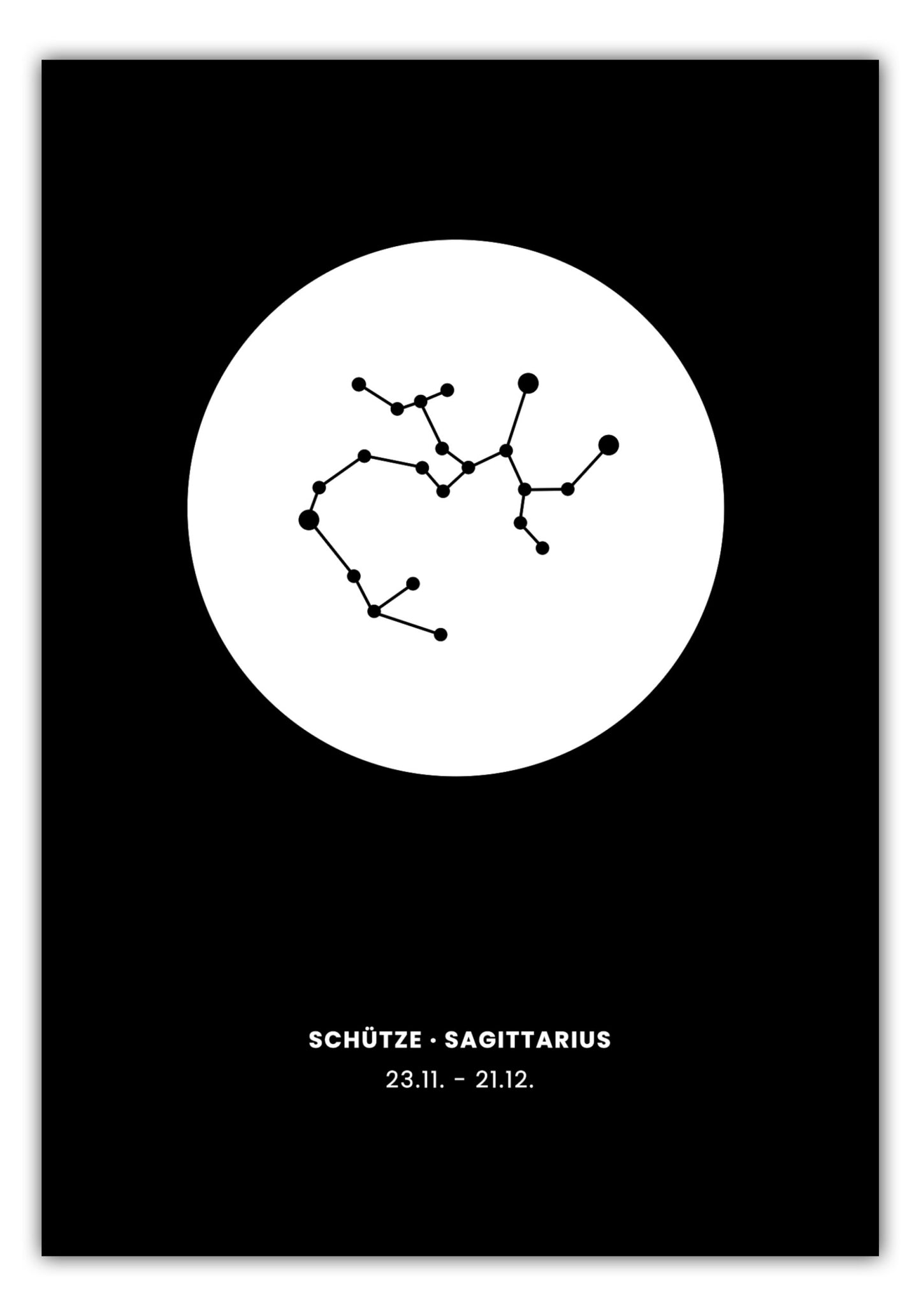 Poster Sternzeichen Schütze - Konstellation Rund