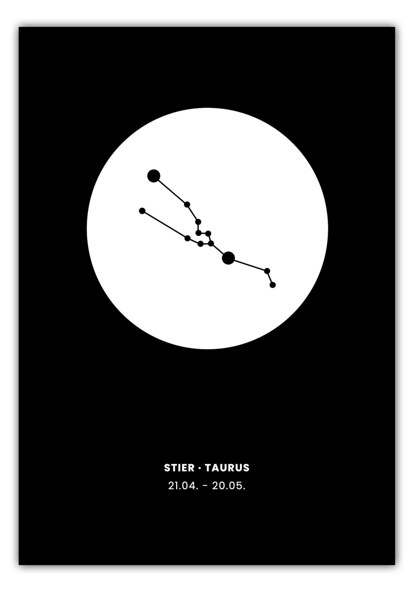 Poster Sternzeichen Stier - Konstellation Rund