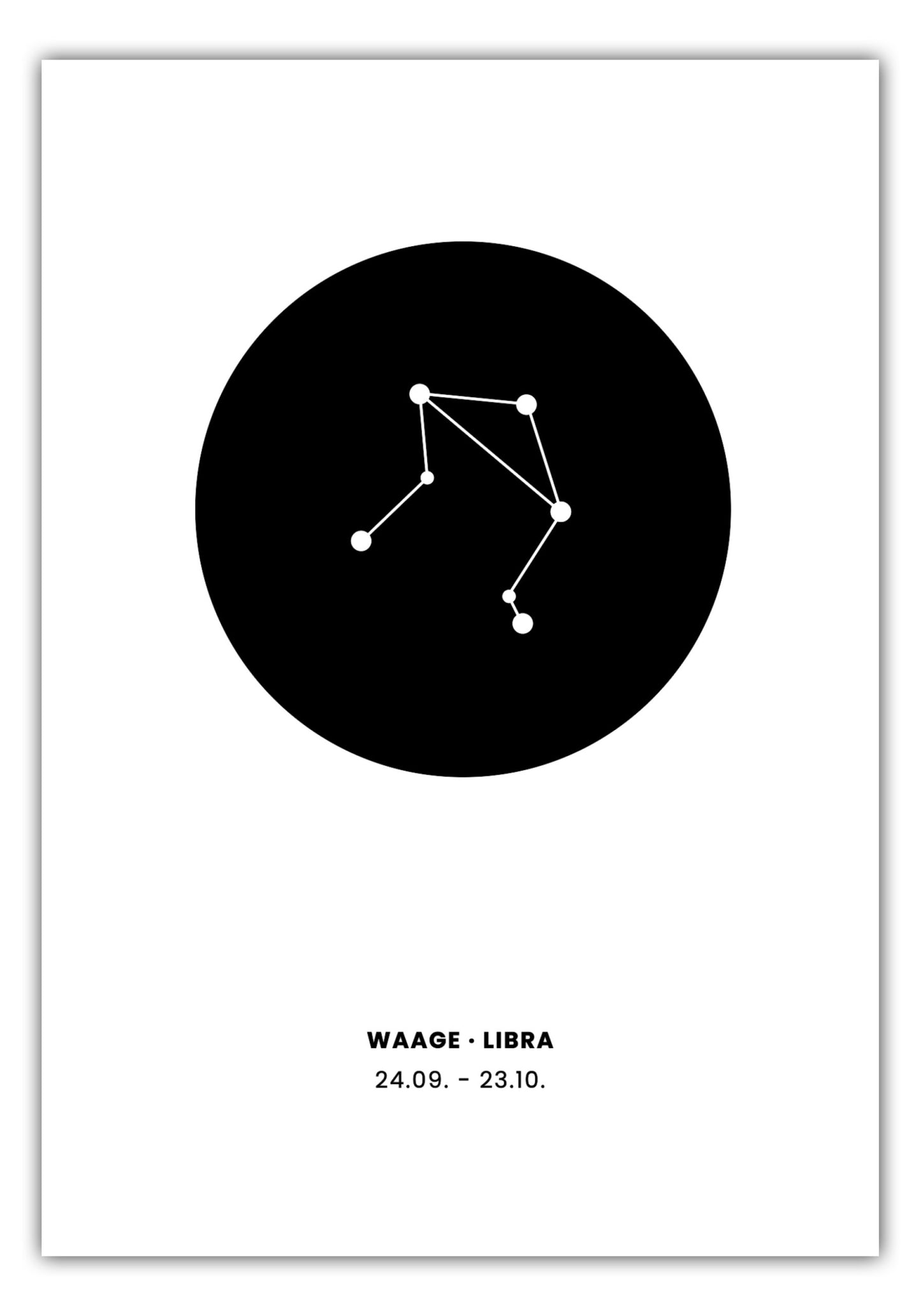 Poster Sternzeichen Waage - Konstellation Rund