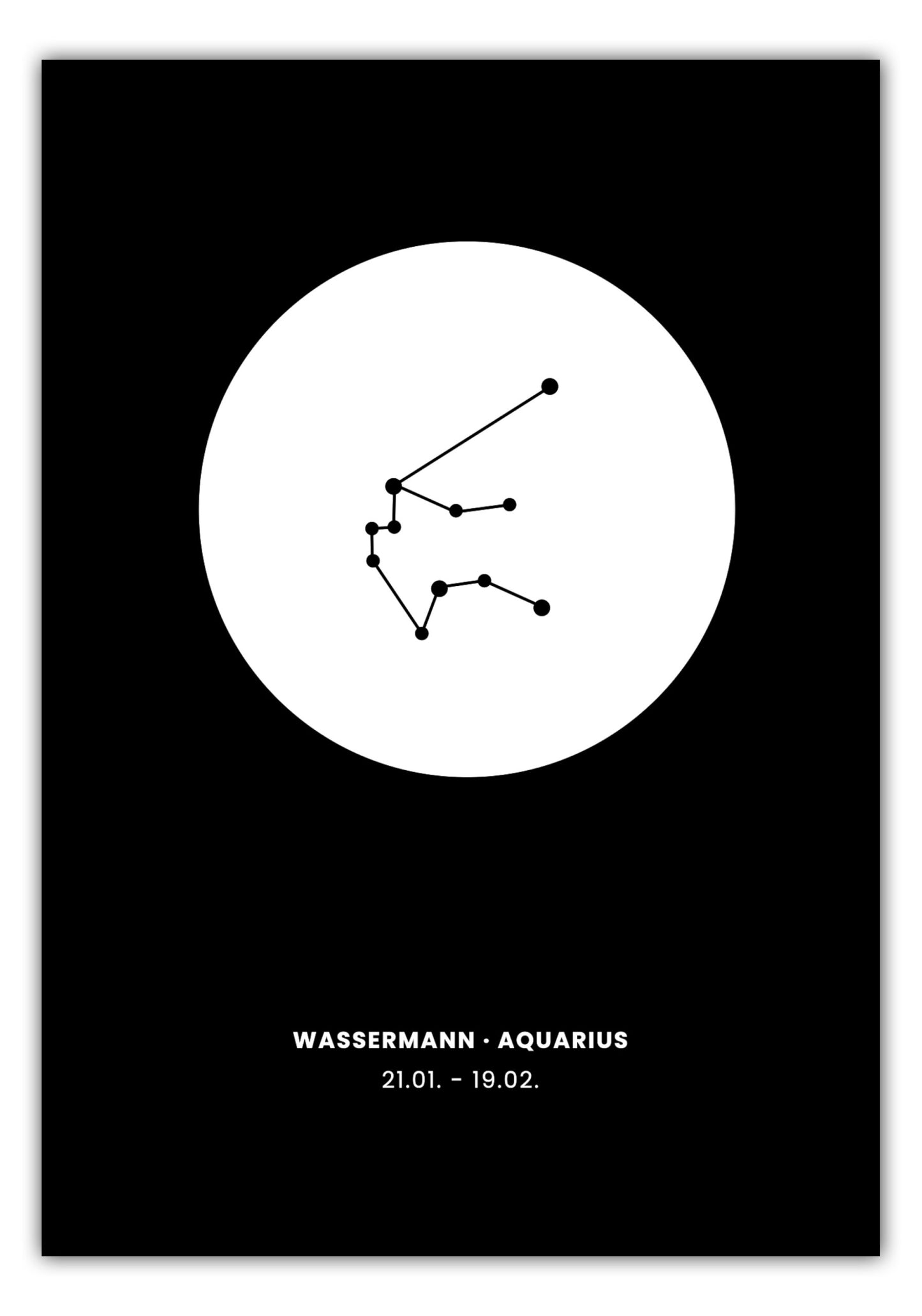 Poster Sternzeichen Wassermann - Konstellation Rund