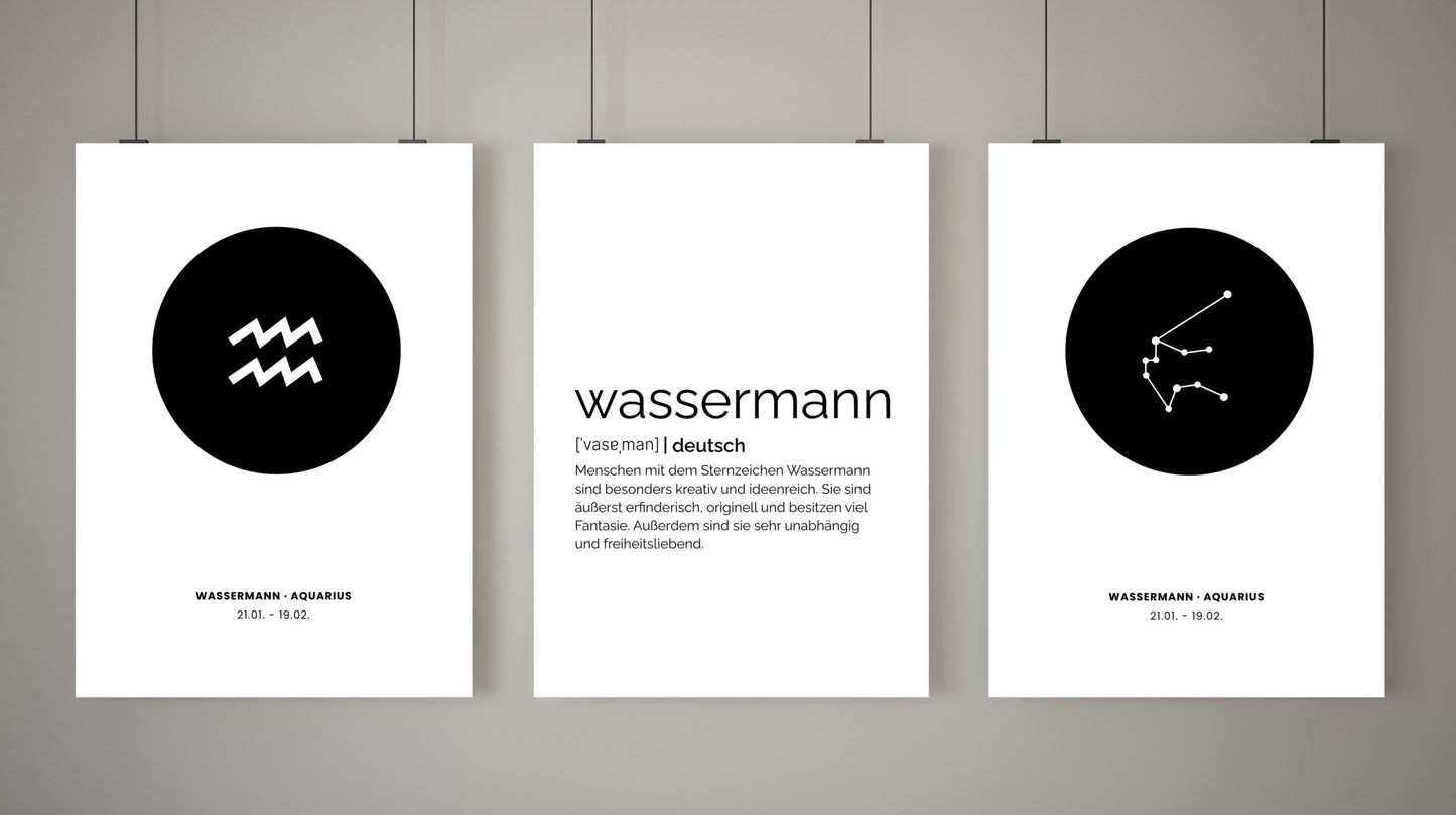 Poster Sternzeichen Wassermann - Symbol