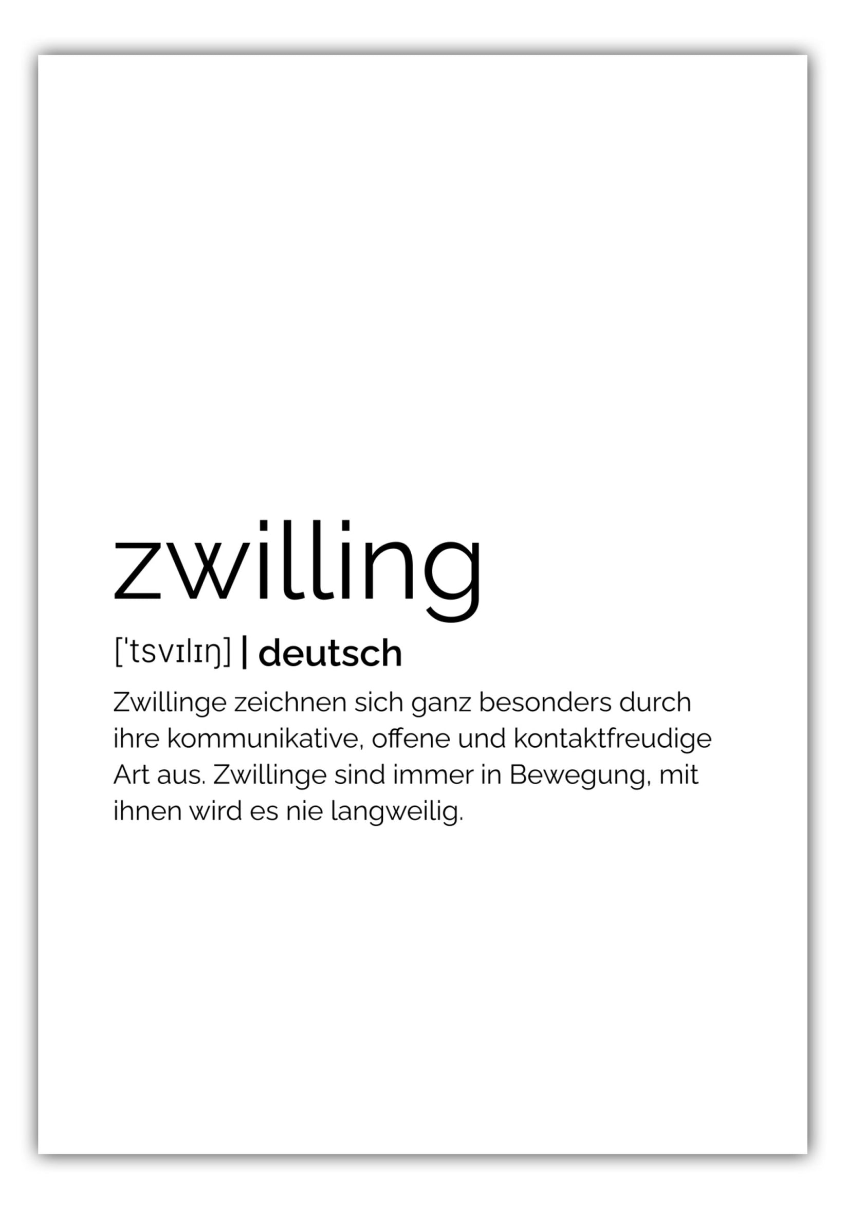 Poster Sternzeichen Zwilling Definition MOTIVISSO