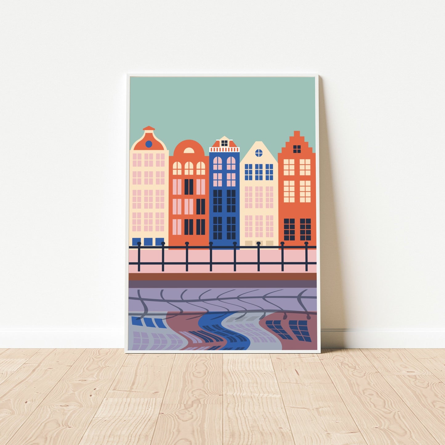 Poster Straße mit Spiegelung im Wasser - Dreamy Dutch Collection