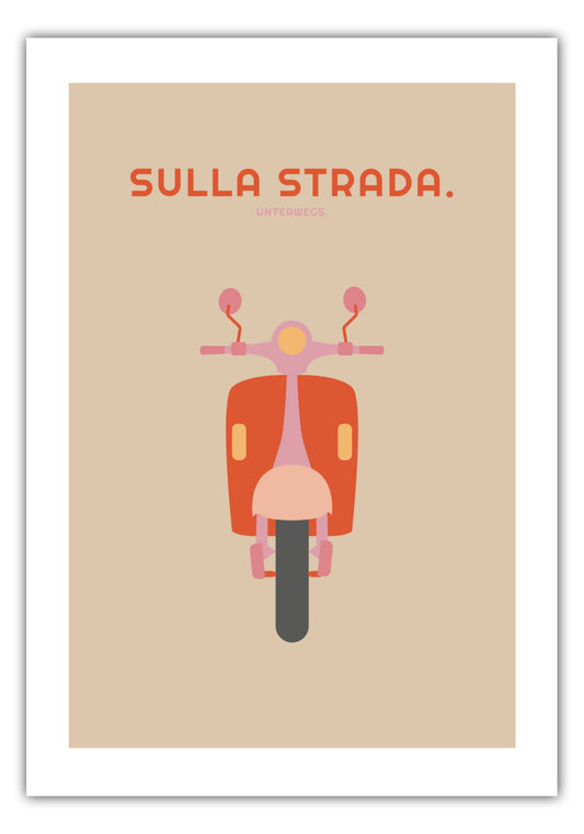Poster Sulla Strada - Vespa Roller - La Dolce Vita Collection