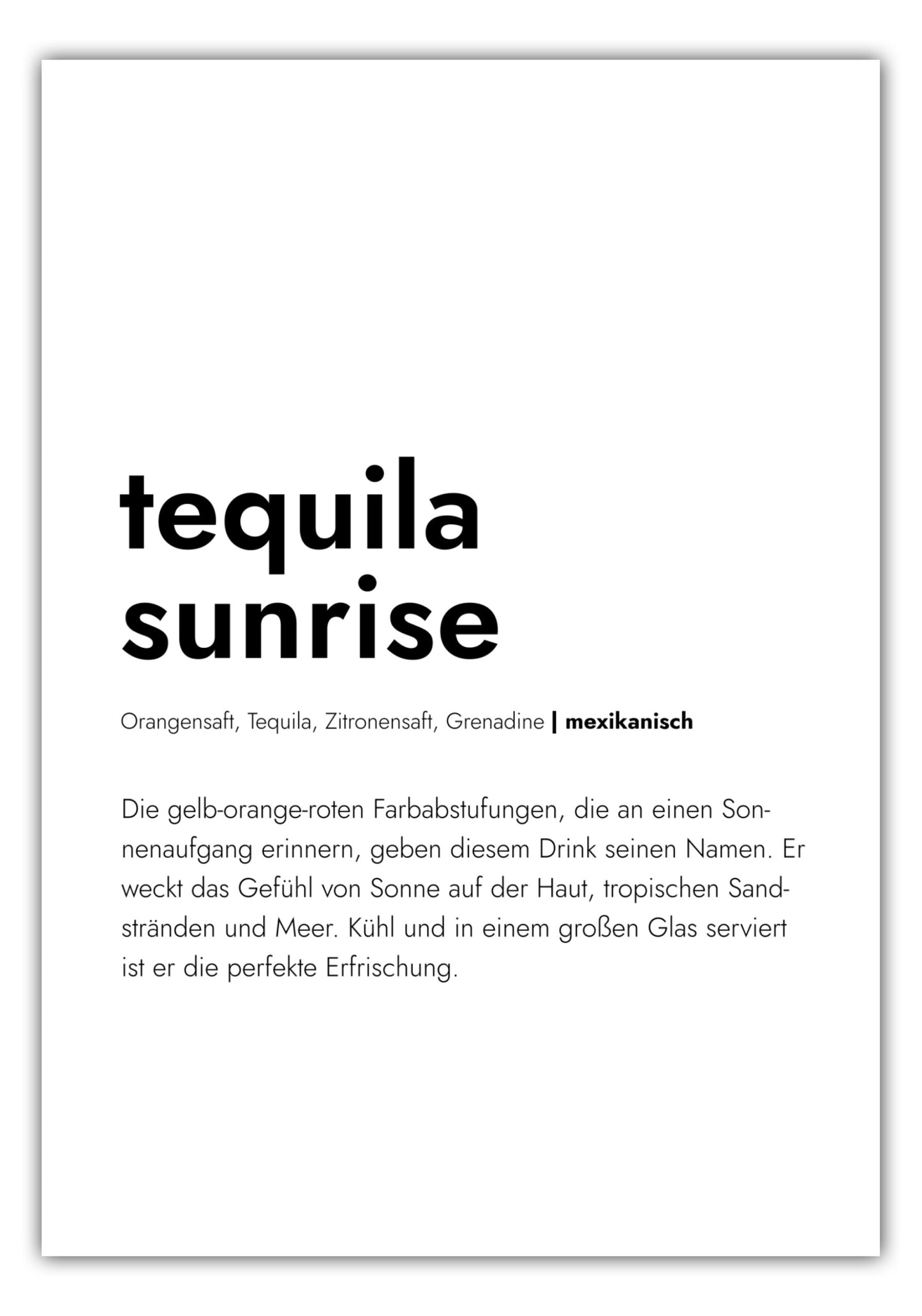 Poster Tequila Sunrise - Definition