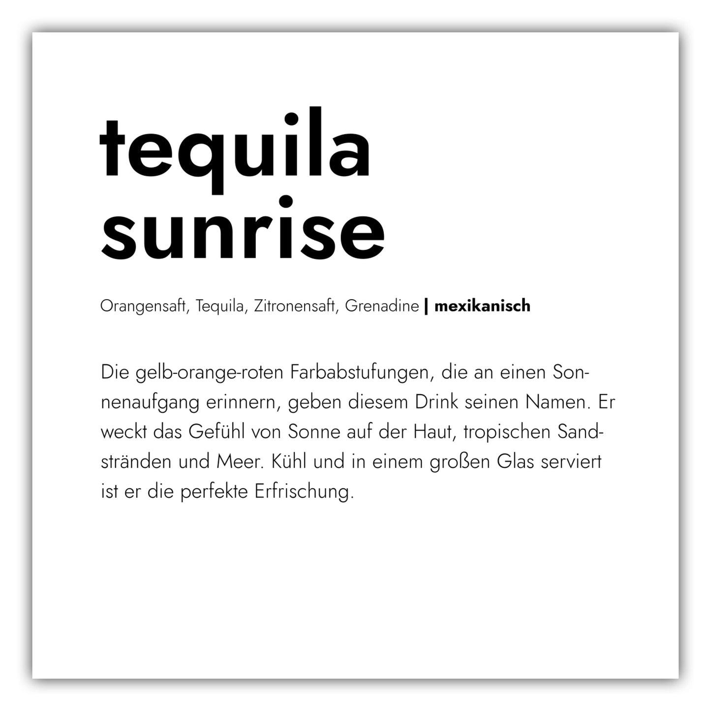 Poster Tequila Sunrise - Definition