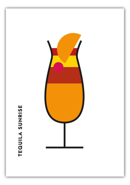 Poster Tequila Sunrise im Glas (Bauhaus-Style)